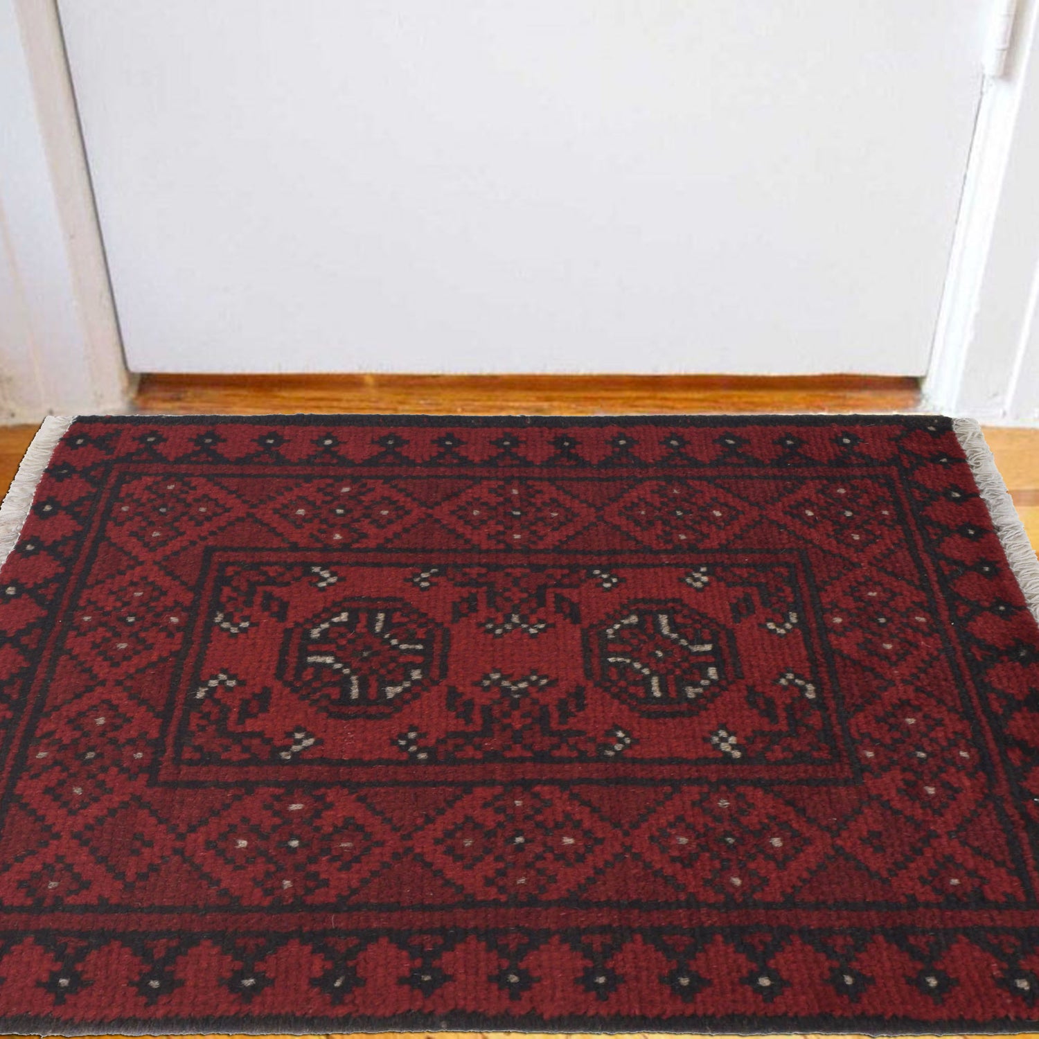 Handmade Wool Doormat Red Floral