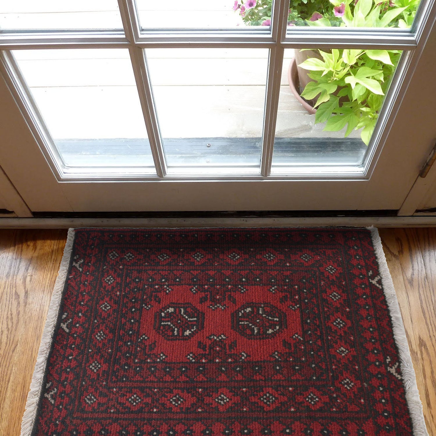 Handmade Wool Doormat Red Floral