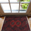 Handmade Wool Doormat Red Floral
