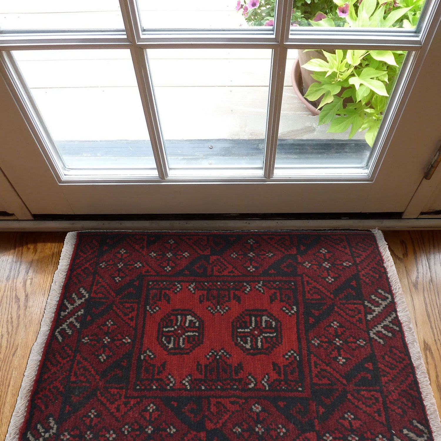 Handmade Wool Doormat Red Floral
