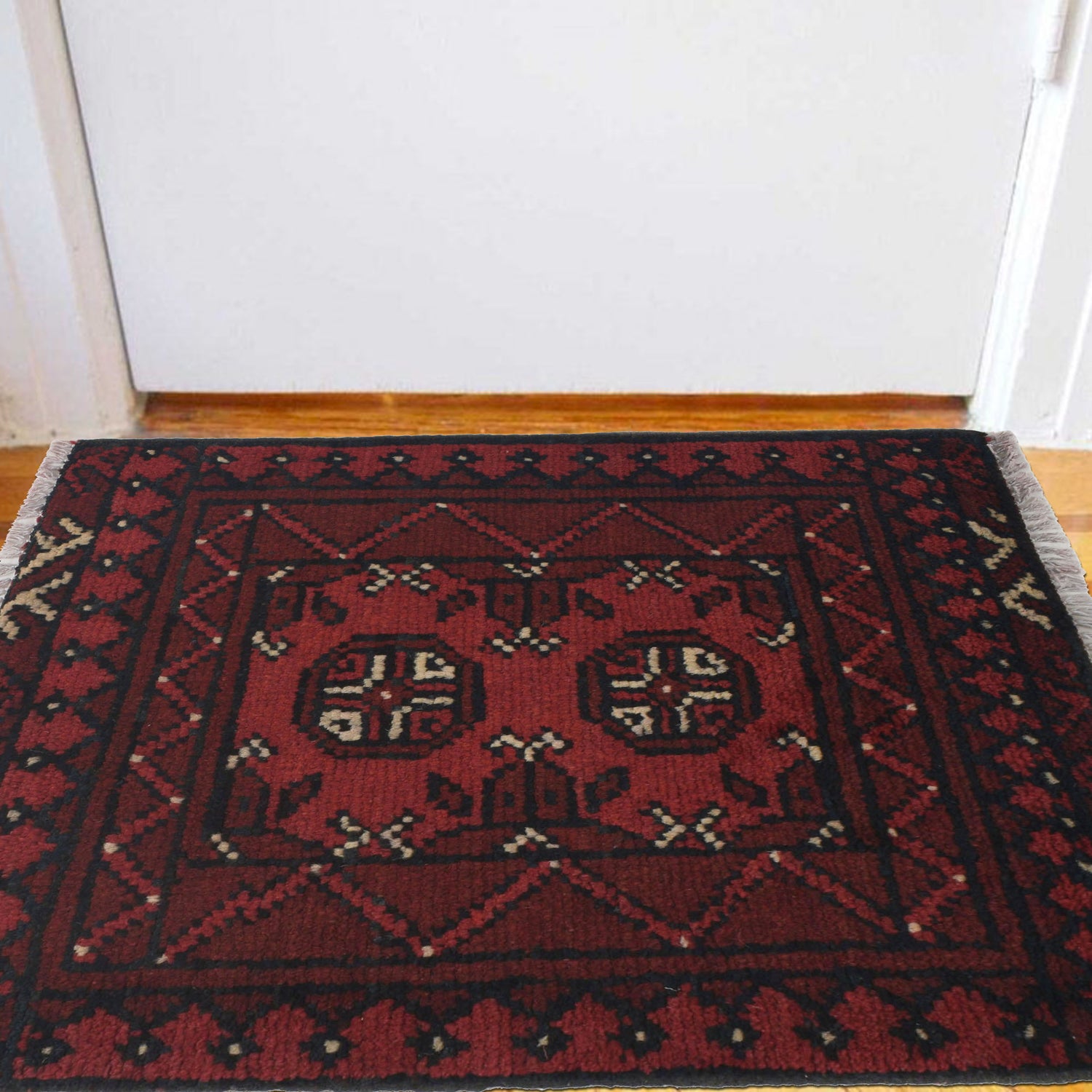 Handmade Wool Doormat Red Floral