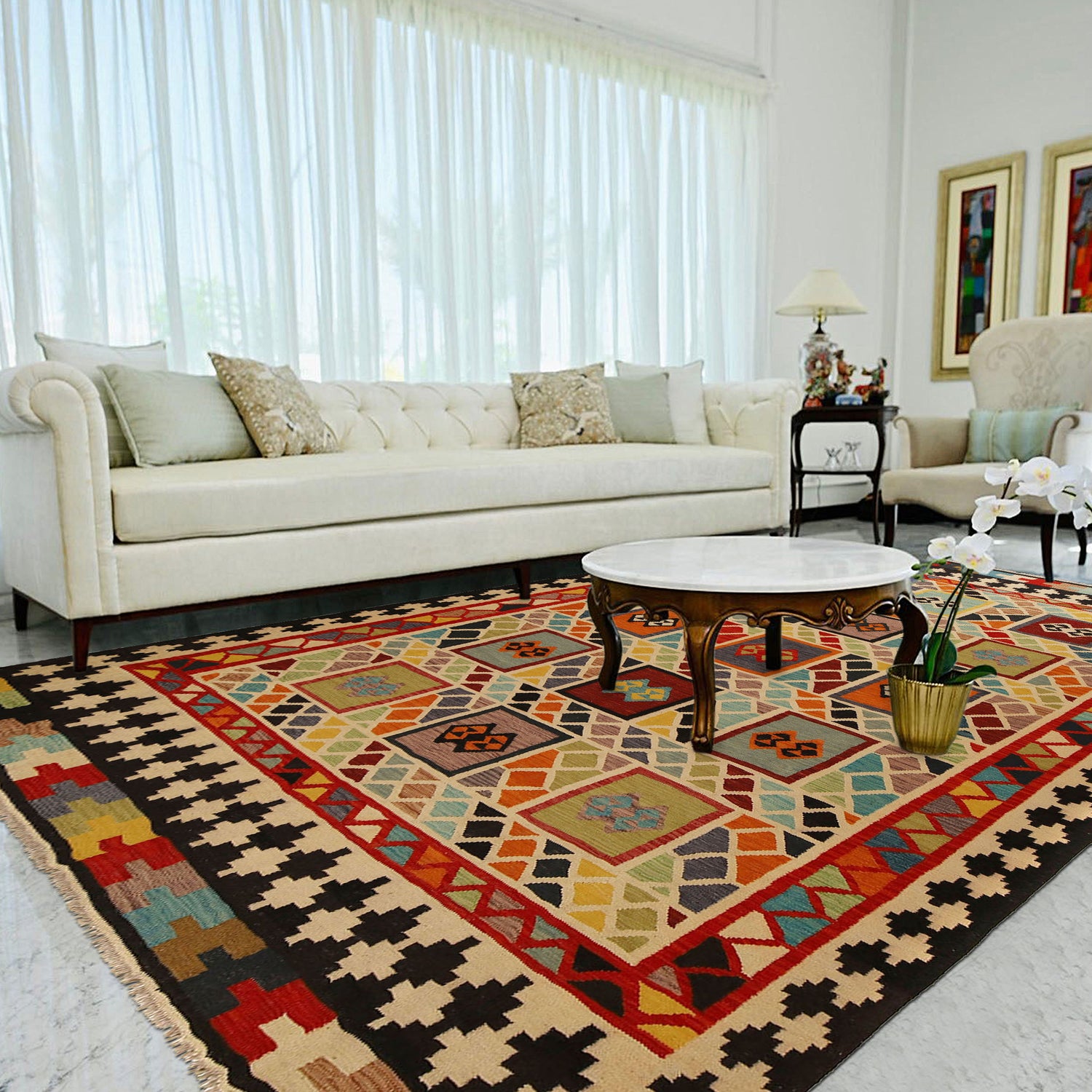 Handmade Multi Kilim Geometric 9x12 ft