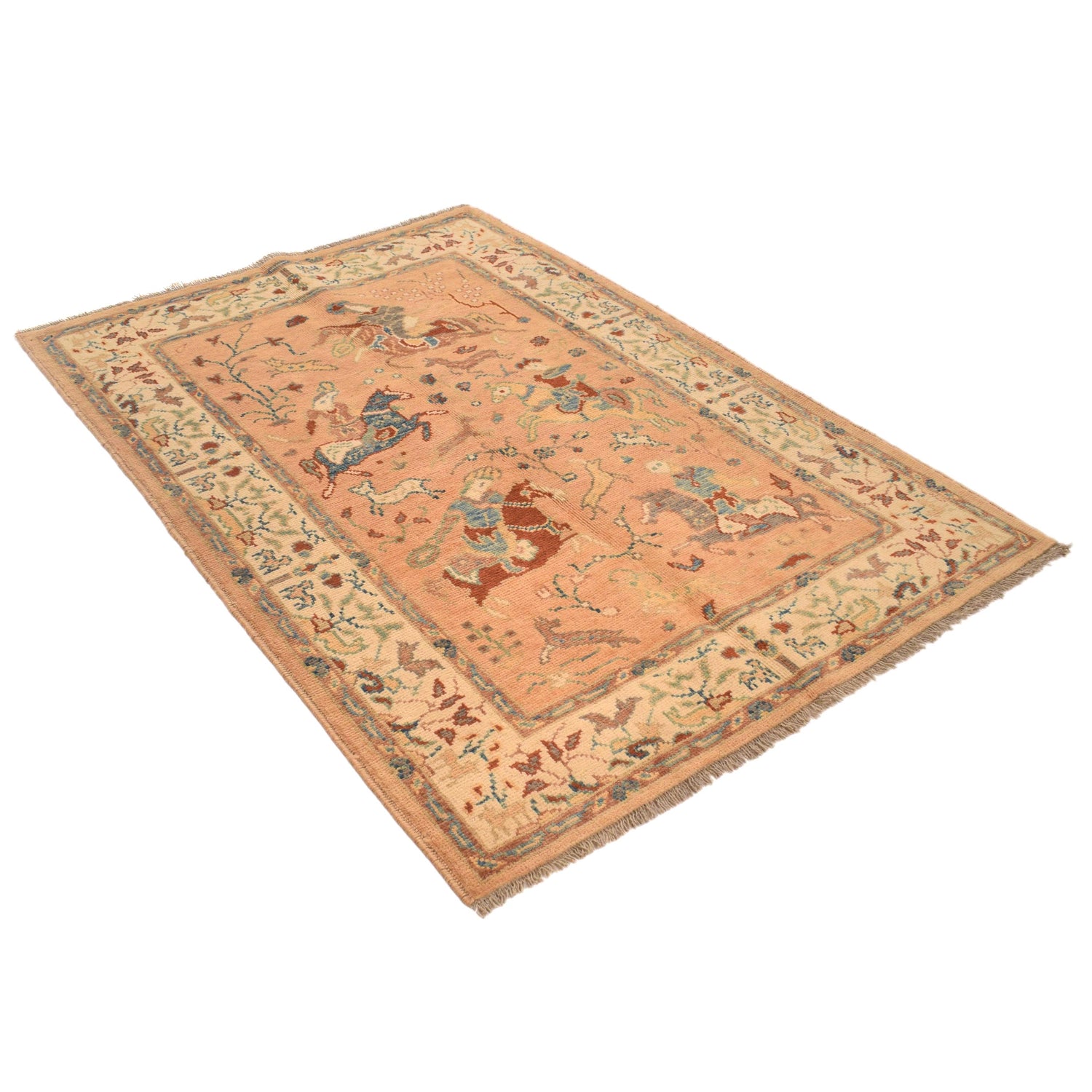 Pictorial Rug Handmade Orange Design