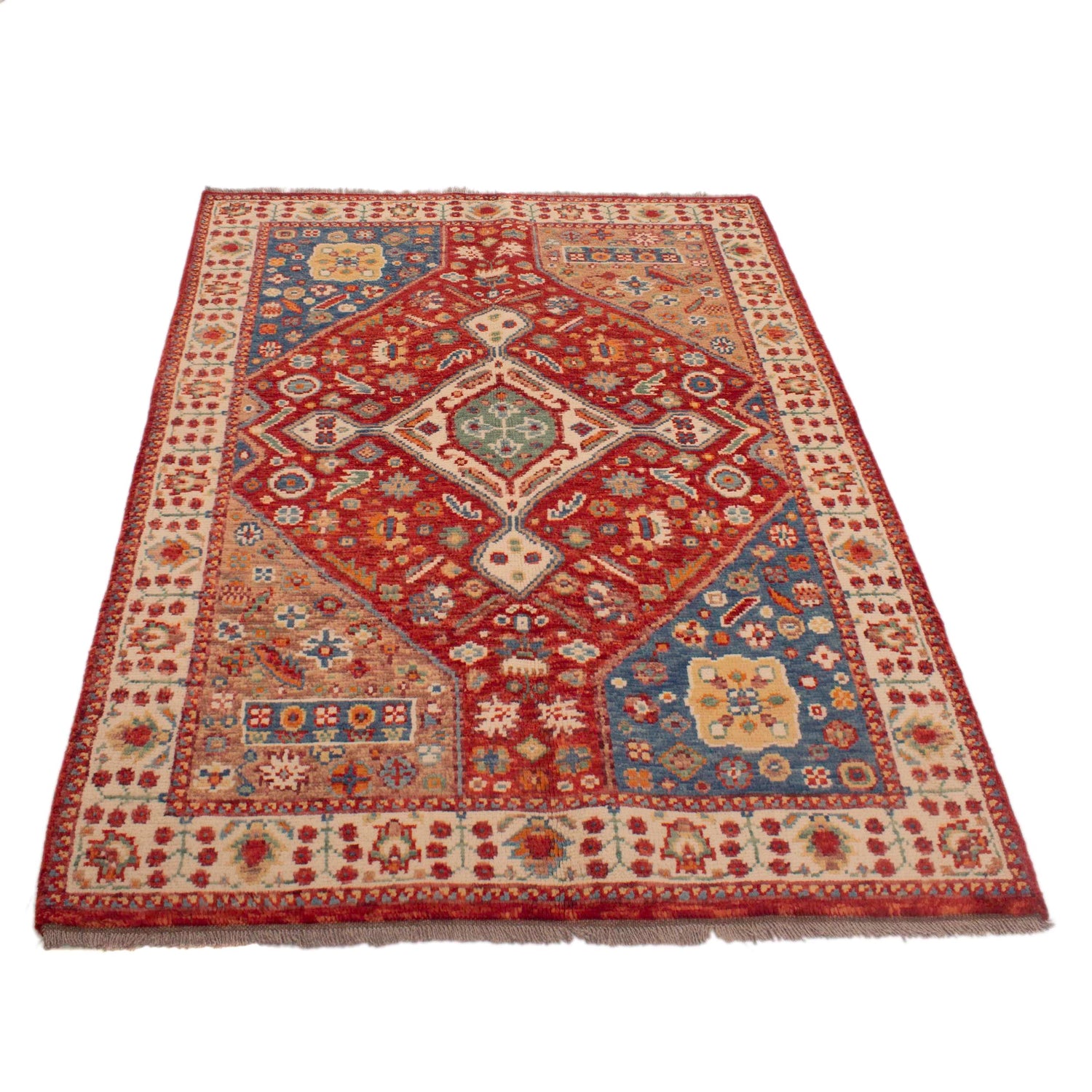 Shirazi Area Rug Handmade Red Medallion 4x6 ft