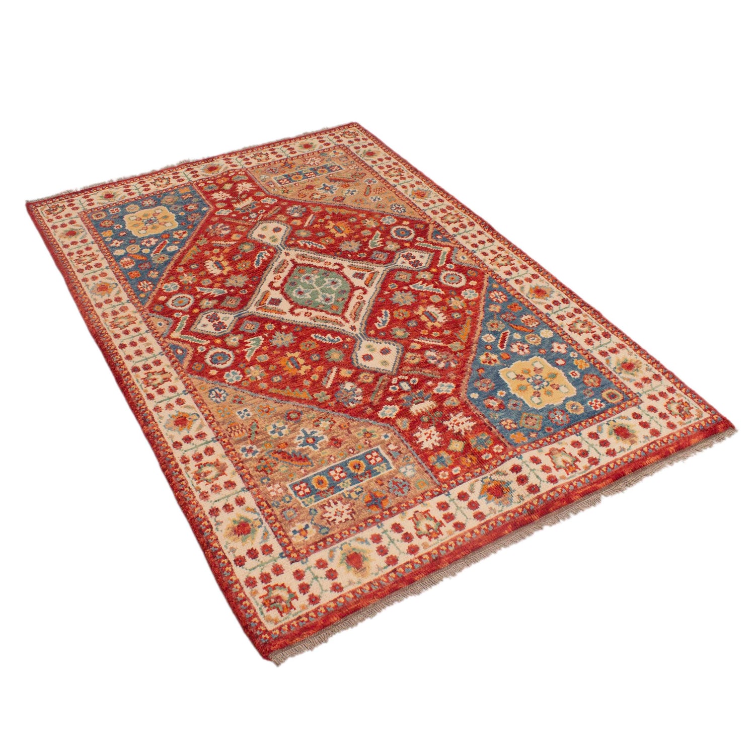 Shirazi Area Rug Handmade Red Medallion 4x6 ft