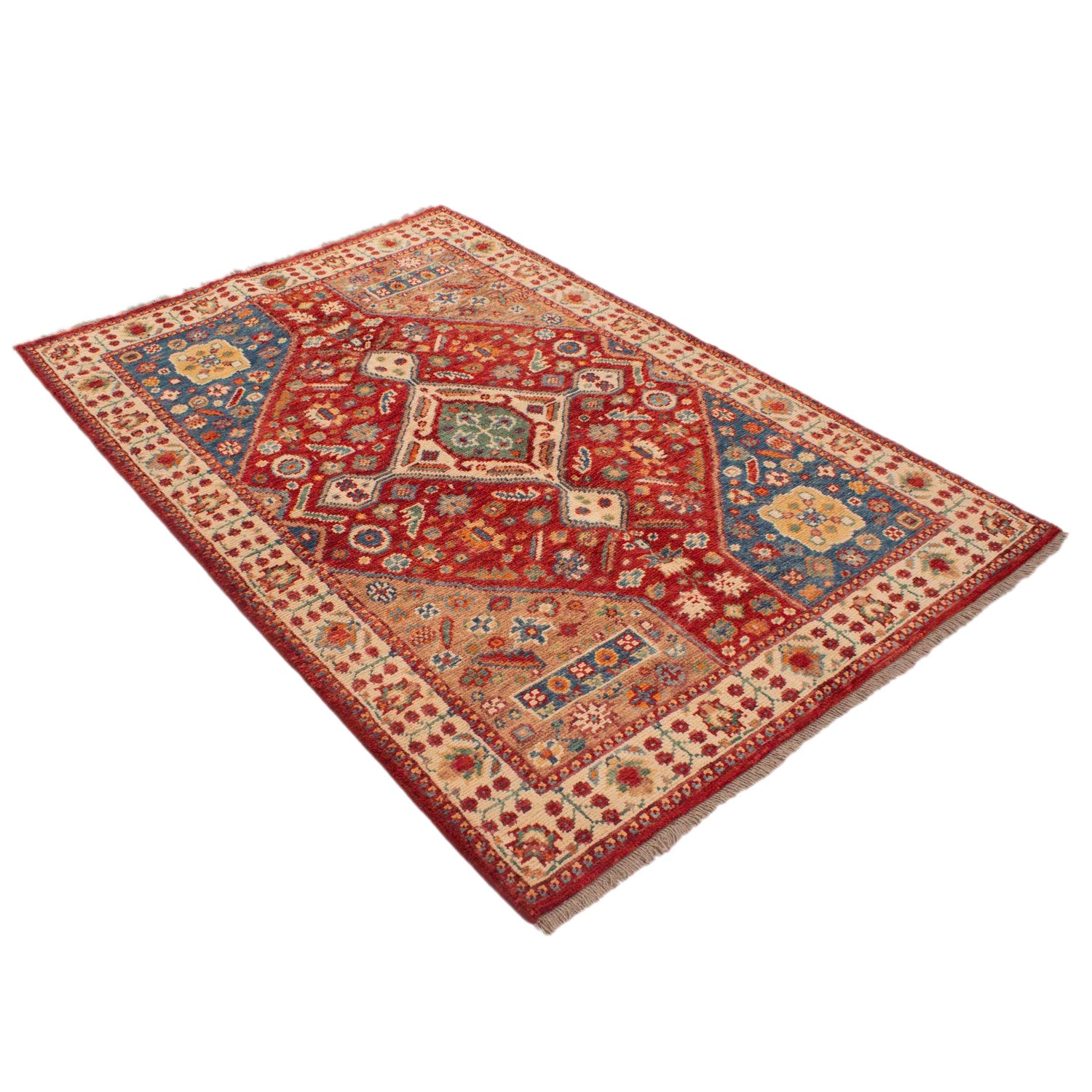 Shirazi Area Rug Handmade Red Medallion 4x6 ft