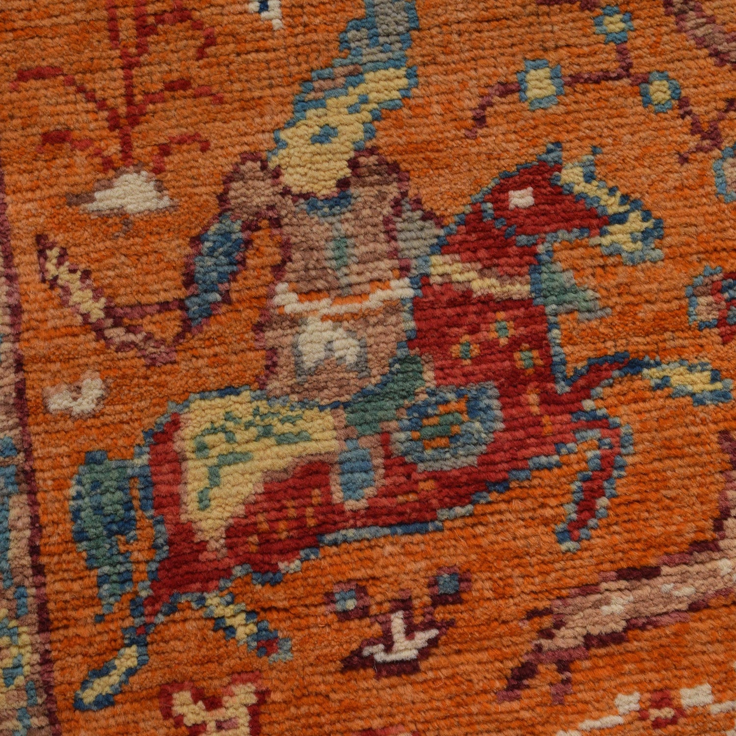 Pictorial Rug Handmade Orange Design