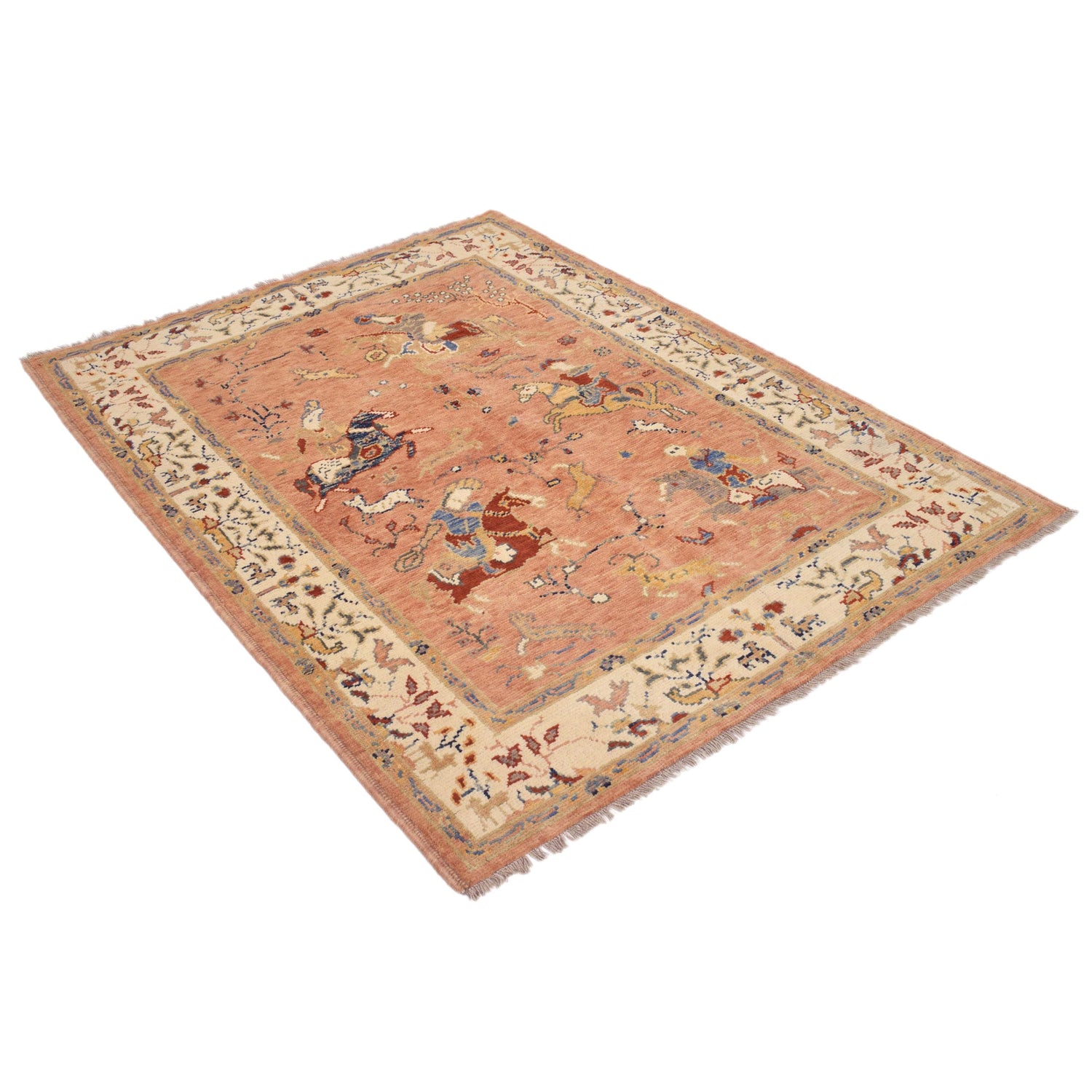 Pictorial Rug Handmade Beige Design