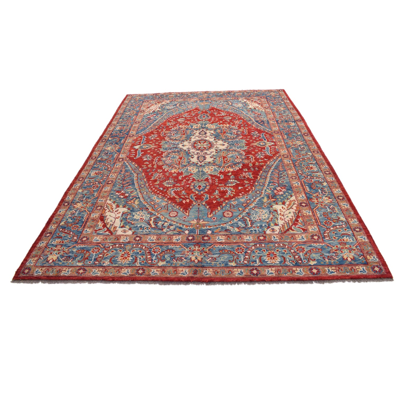 Heriz Area Rug Handmade Multi Medallion 7x10 ft