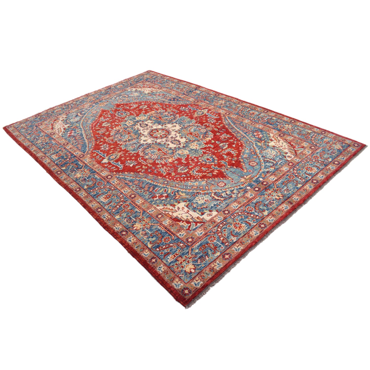Heriz Area Rug Handmade Multi Medallion 7x10 ft