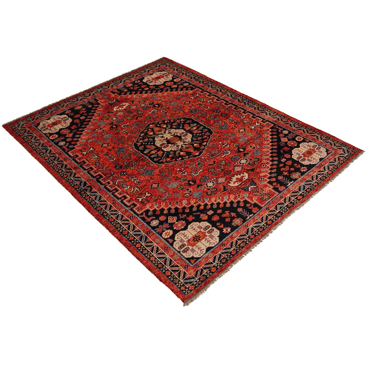 Shirazi Area Rug Handmade Red Medallion 7x10 ft