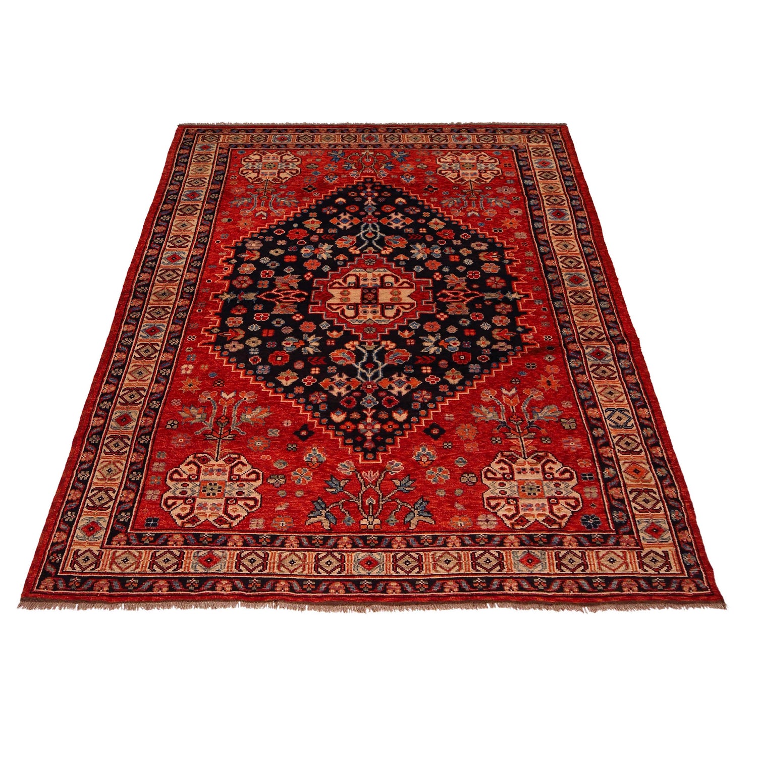 Shirazi Area Rug Handmade Red Medallion 7x10 ft