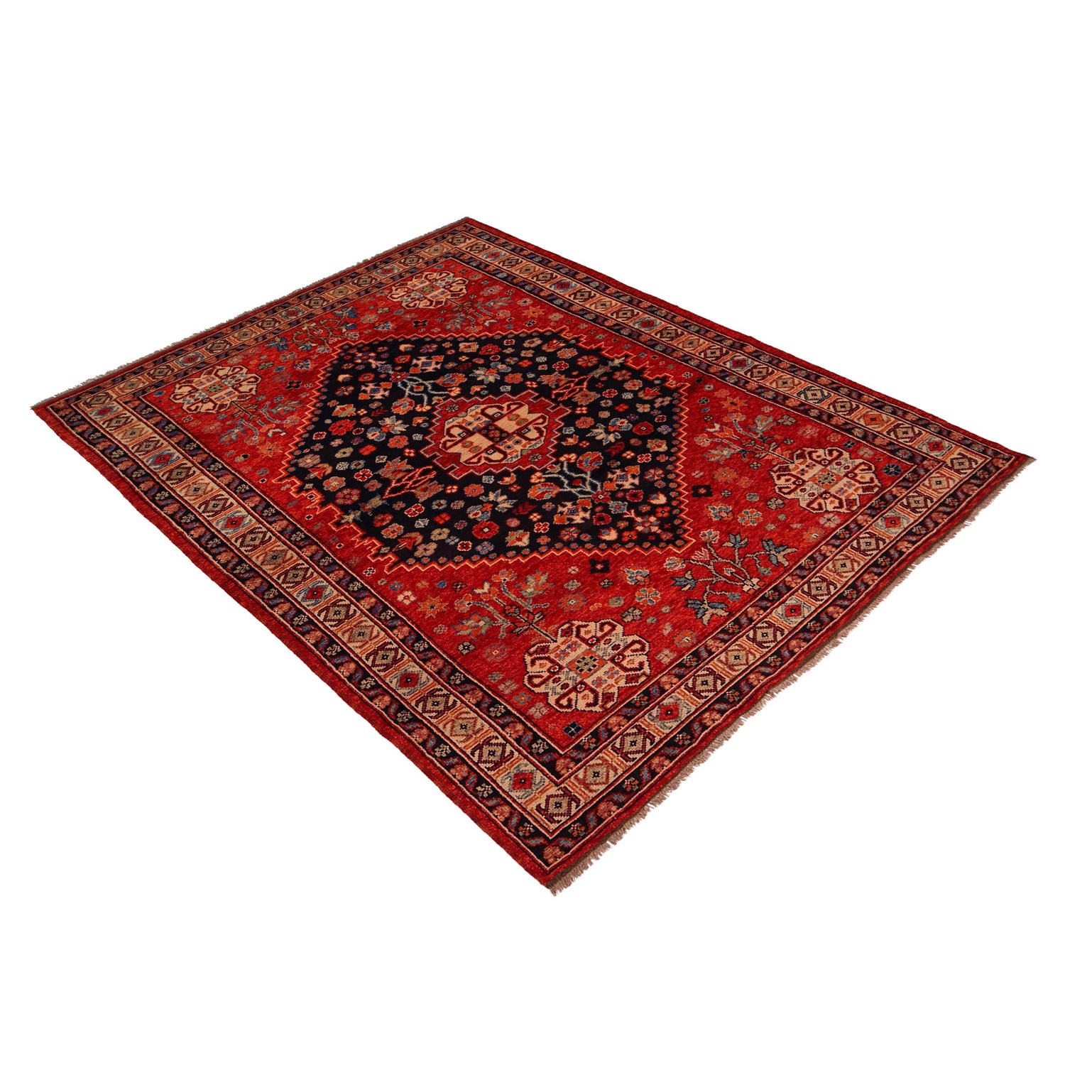 Shirazi Area Rug Handmade Red Medallion 7x10 ft