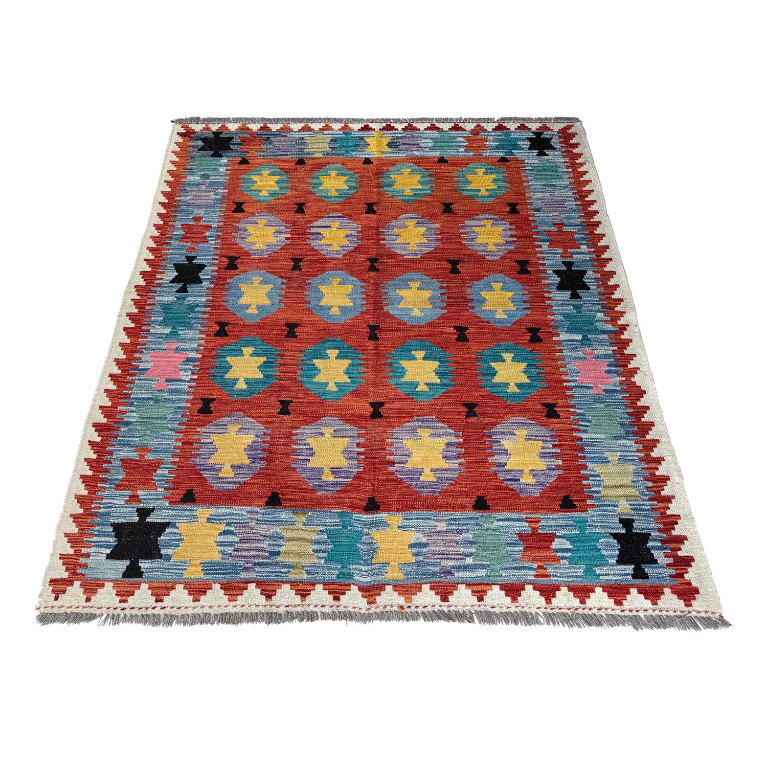 Handmade Multi Kilim Geometric 4x7 ft