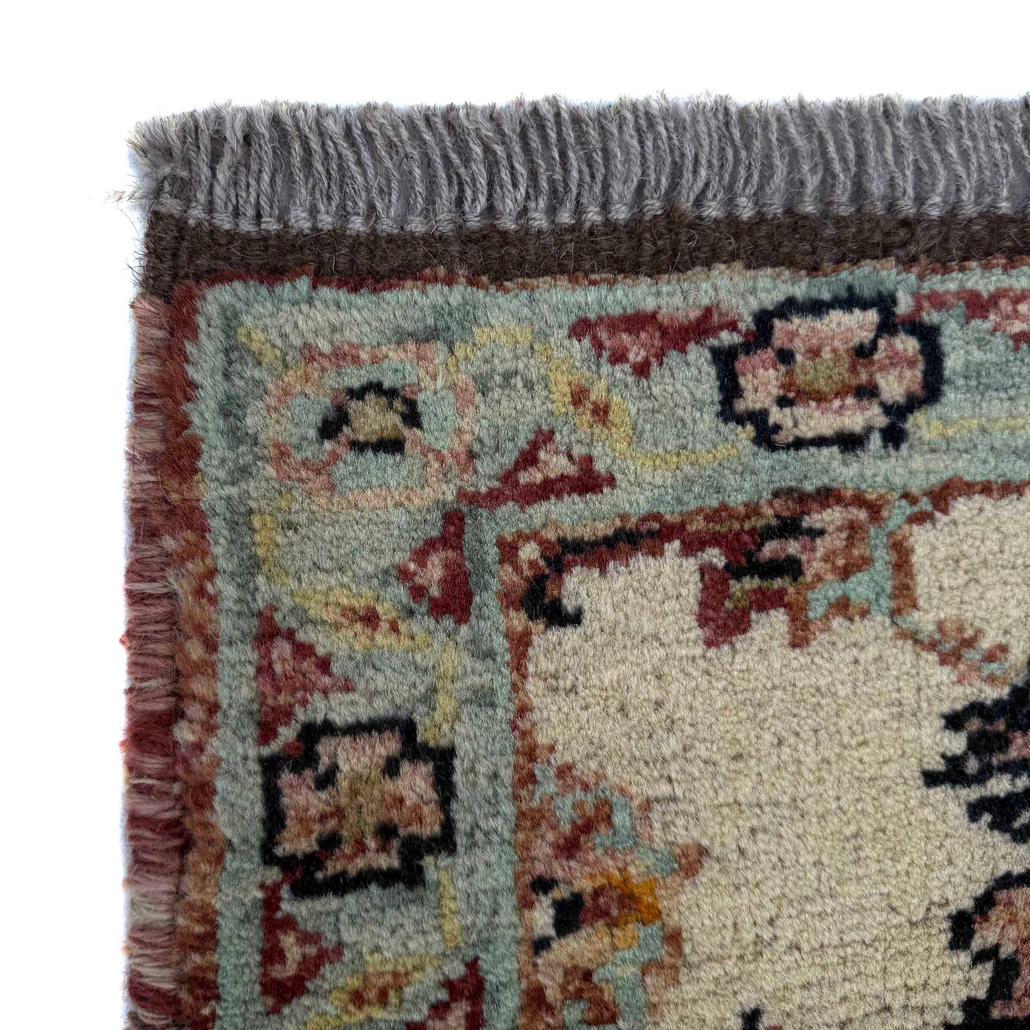 Oushak Area Rug Handmade Beige Floral 4x6 ft
