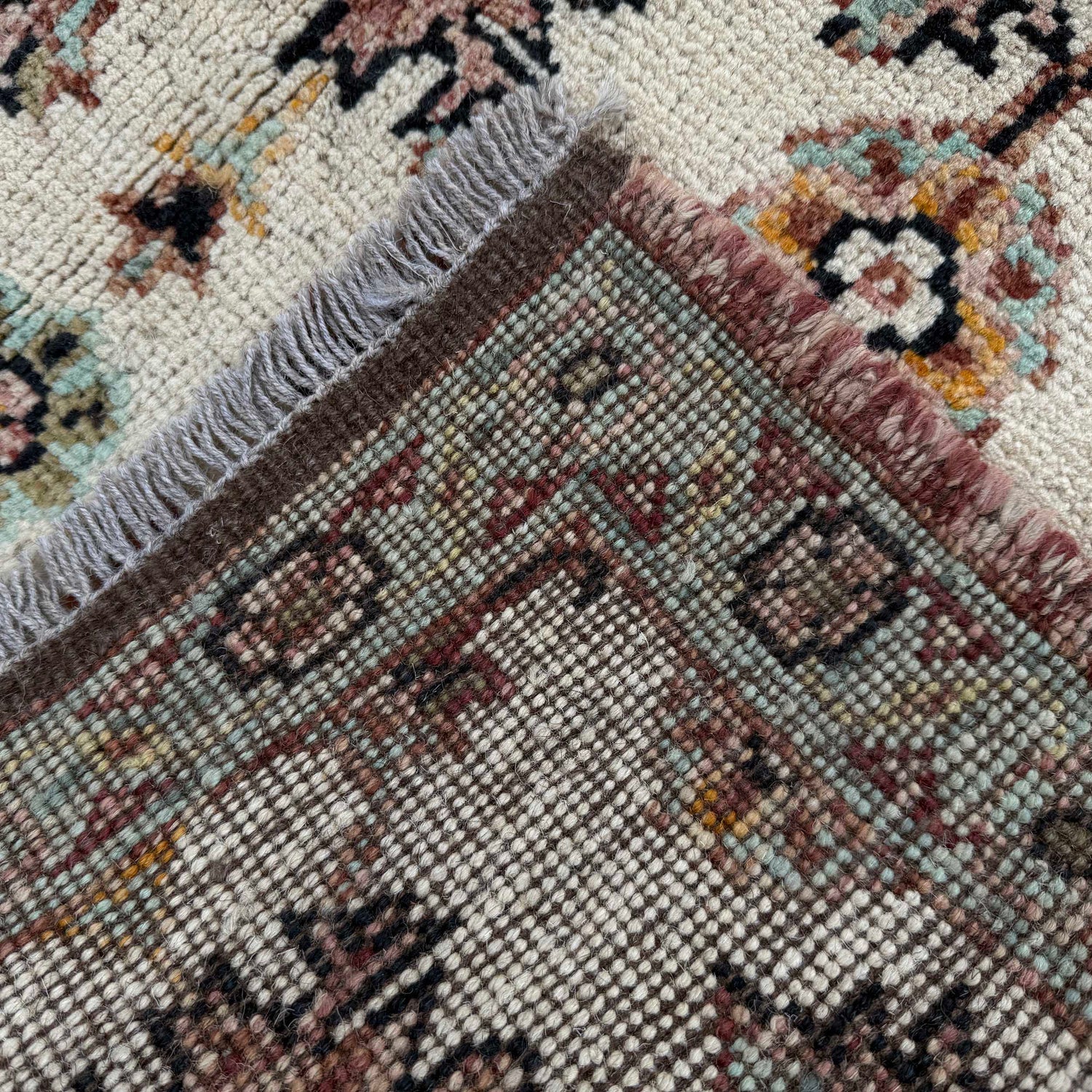 Oushak Area Rug Handmade Beige Floral 4x6 ft