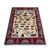 War Area Rug Handmade Beige Tank + Helicopter +Riffle 4x6 ft