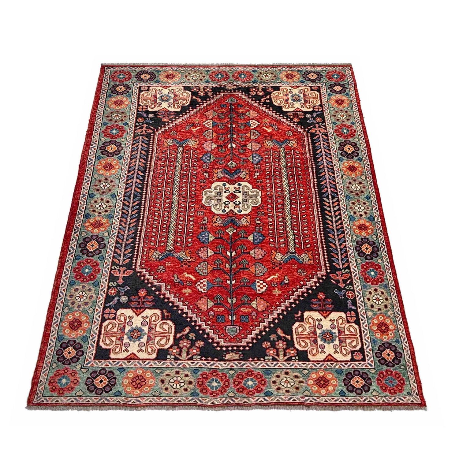 Shirazi Area Rug Handmade Red Medallion 7x10 ft