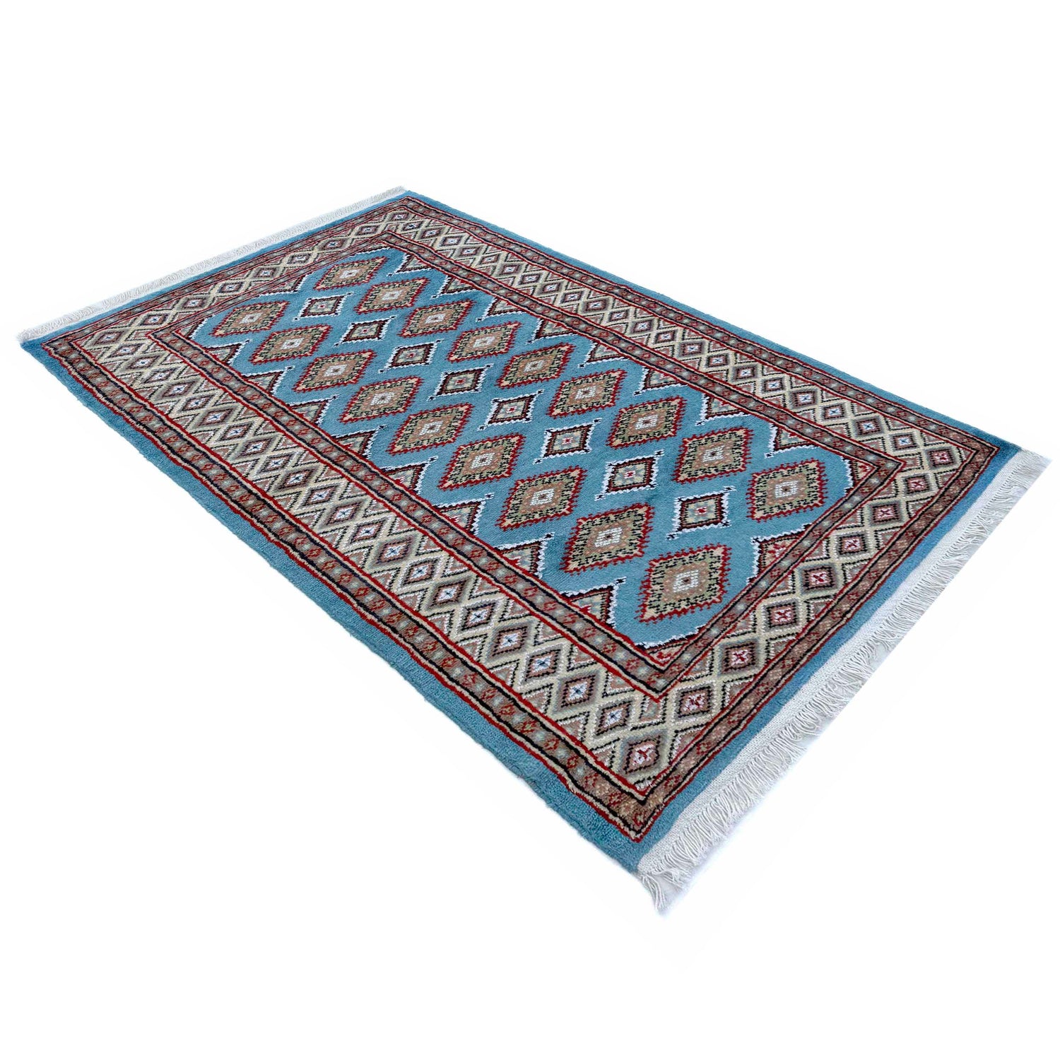 Jaldar Area Rug Handmade Blue Floral 3x5 ft
