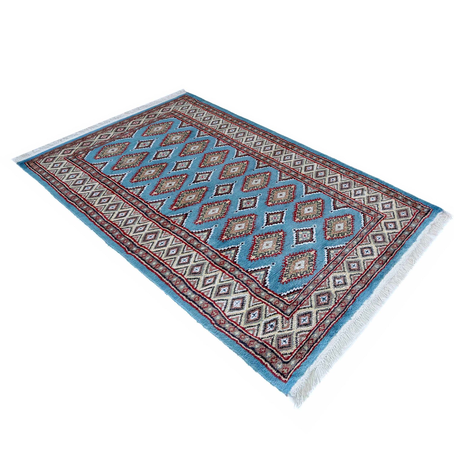 Jaldar Area Rug Handmade Blue Floral 3x5 ft