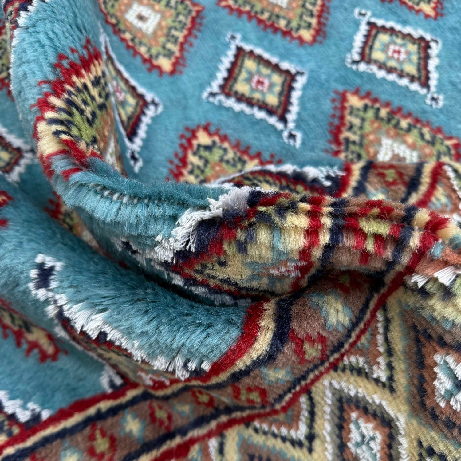 Jaldar Area Rug Handmade Blue Floral 3x5 ft