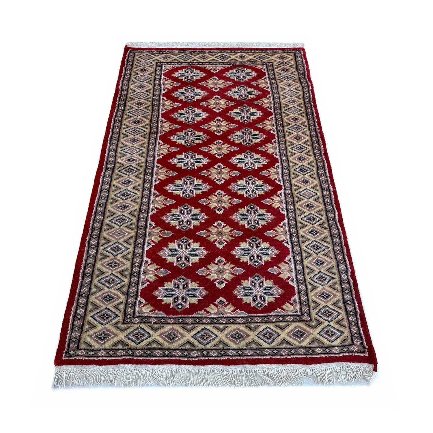 Jaldar Area Rug Handmade Red Floral 3x5 ft