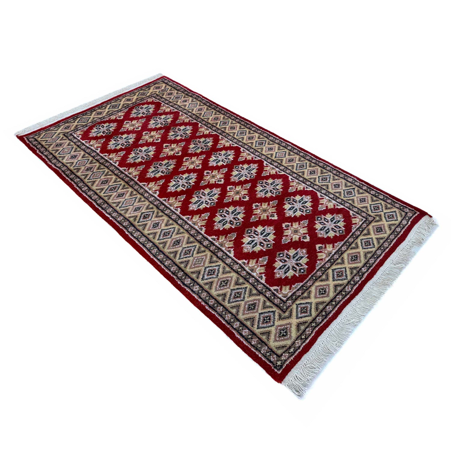 Jaldar Area Rug Handmade Red Floral 3x5 ft