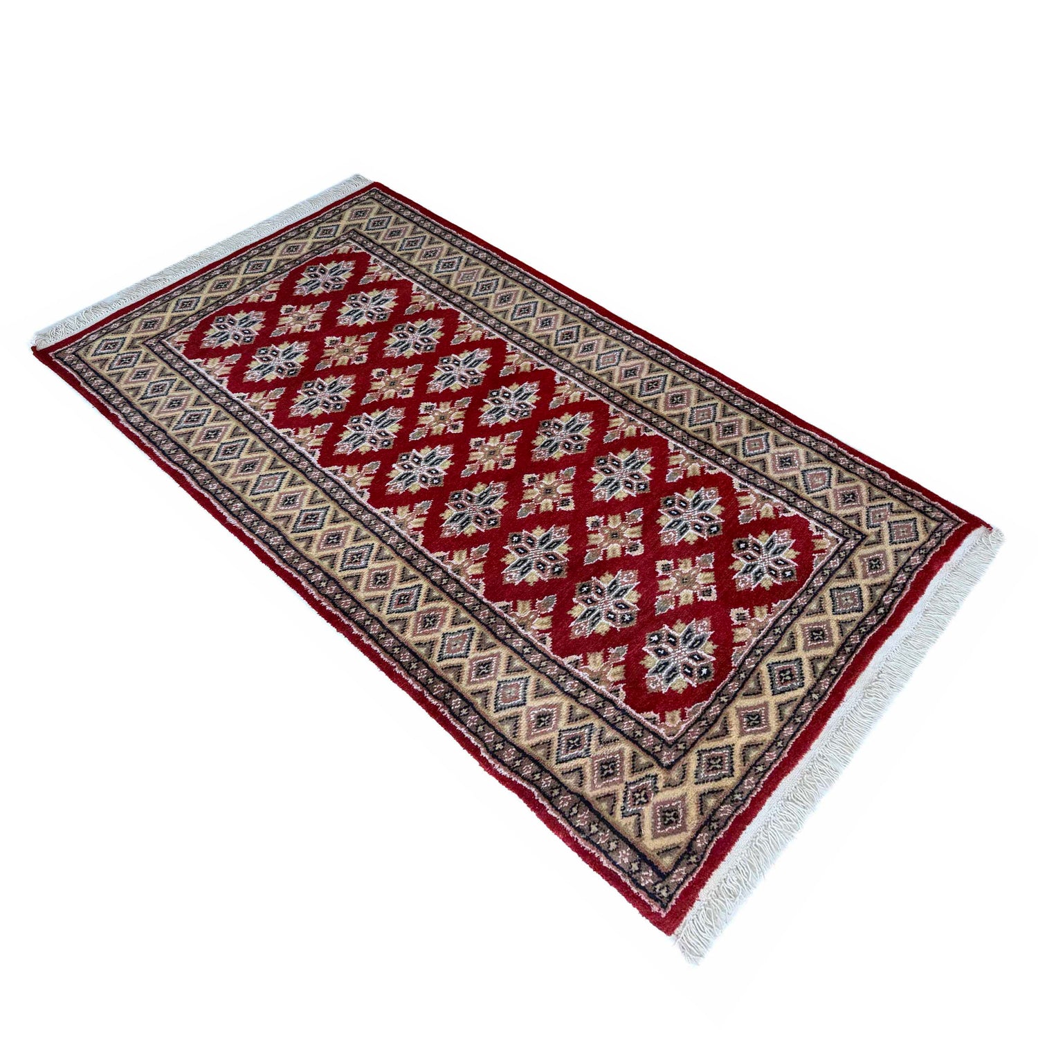 Jaldar Area Rug Handmade Red Floral 3x5 ft