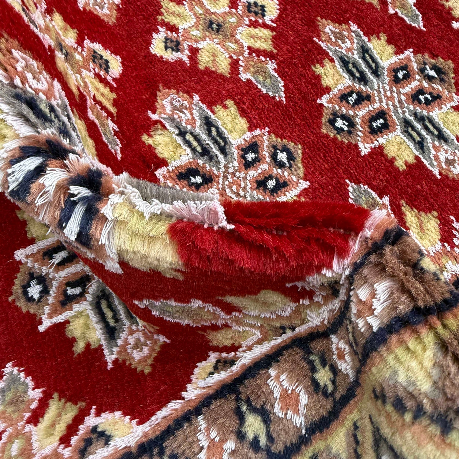 Jaldar Area Rug Handmade Red Floral 3x5 ft