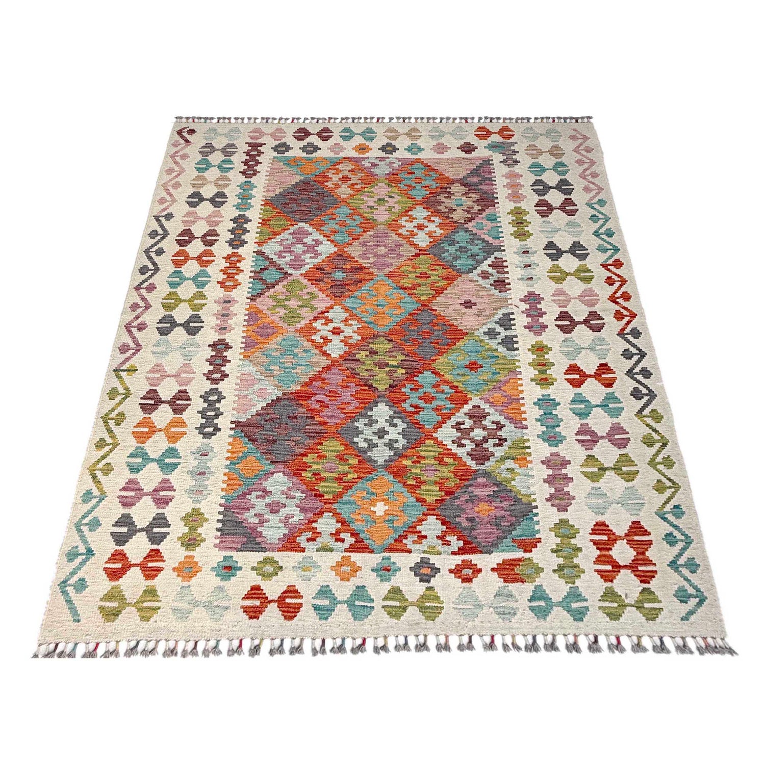 Handmade Multi Kilim Geometric 4x7 ft