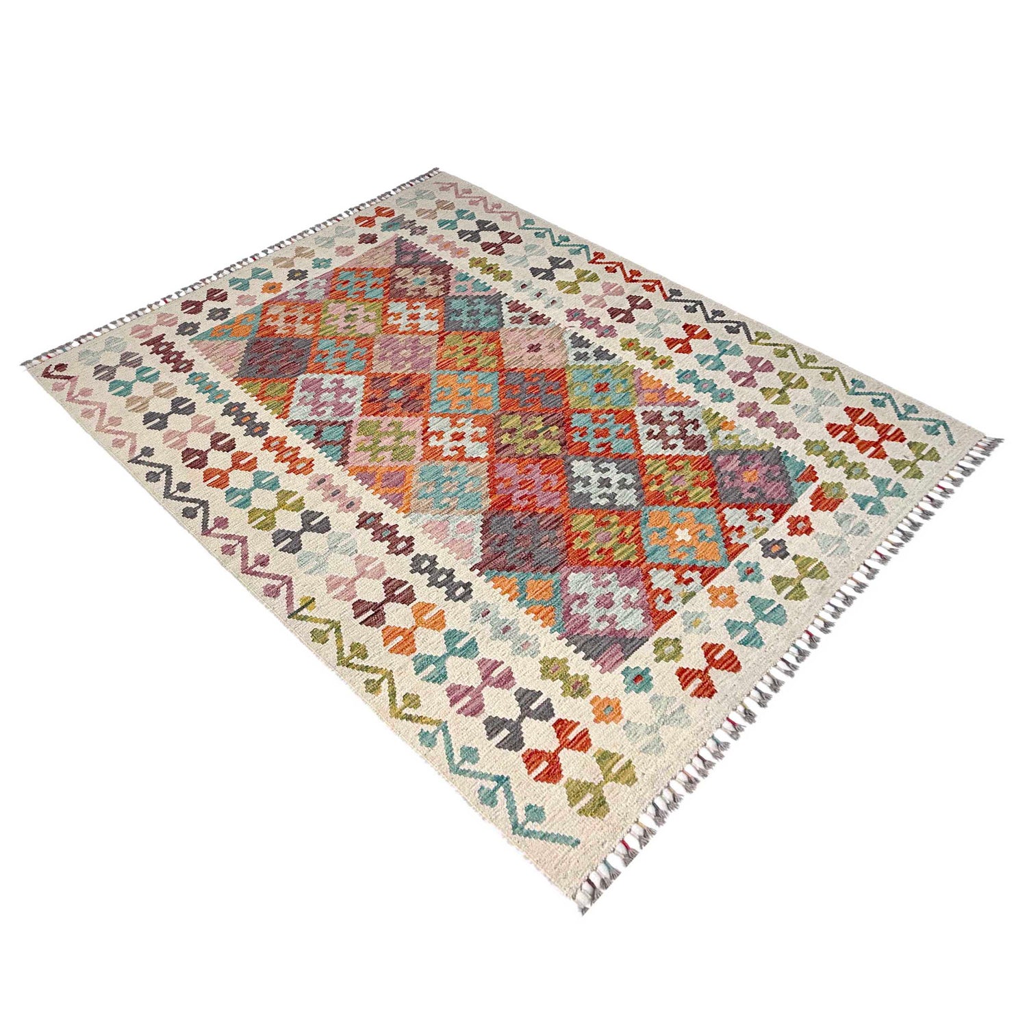 Handmade Multi Kilim Geometric 4x7 ft