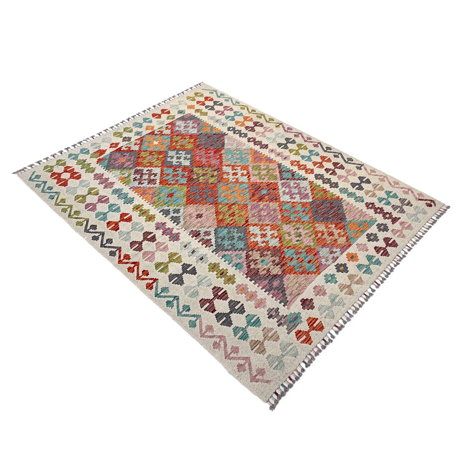 Handmade Multi Kilim Geometric 4x7 ft