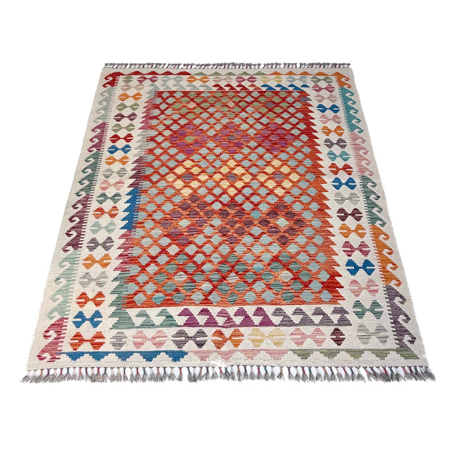 Handmade Multi Kilim Geometric 4x7 ft