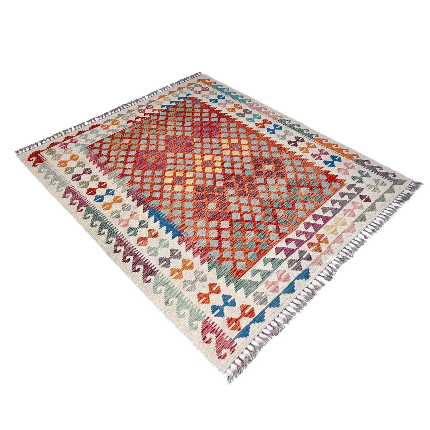 Handmade Multi Kilim Geometric 4x7 ft