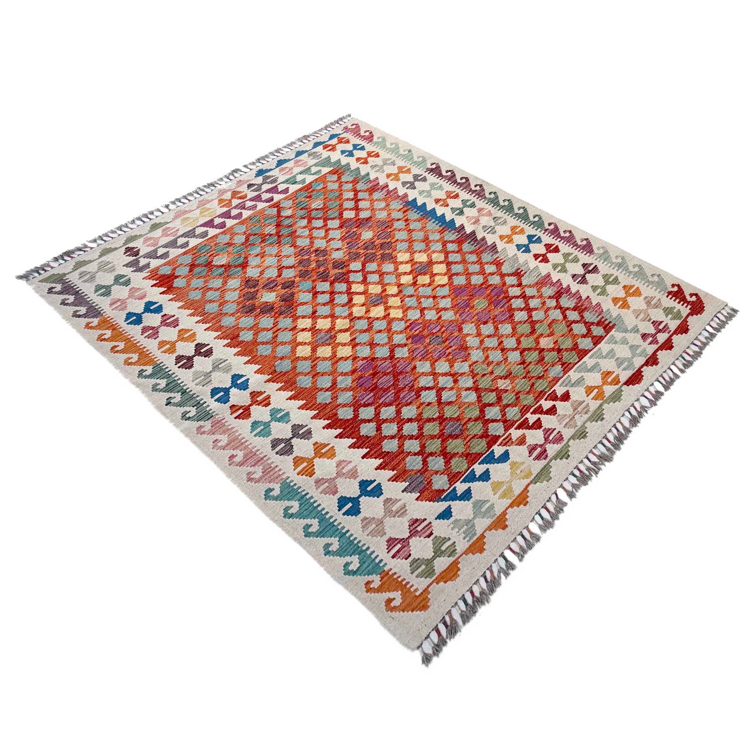 Handmade Multi Kilim Geometric 4x7 ft