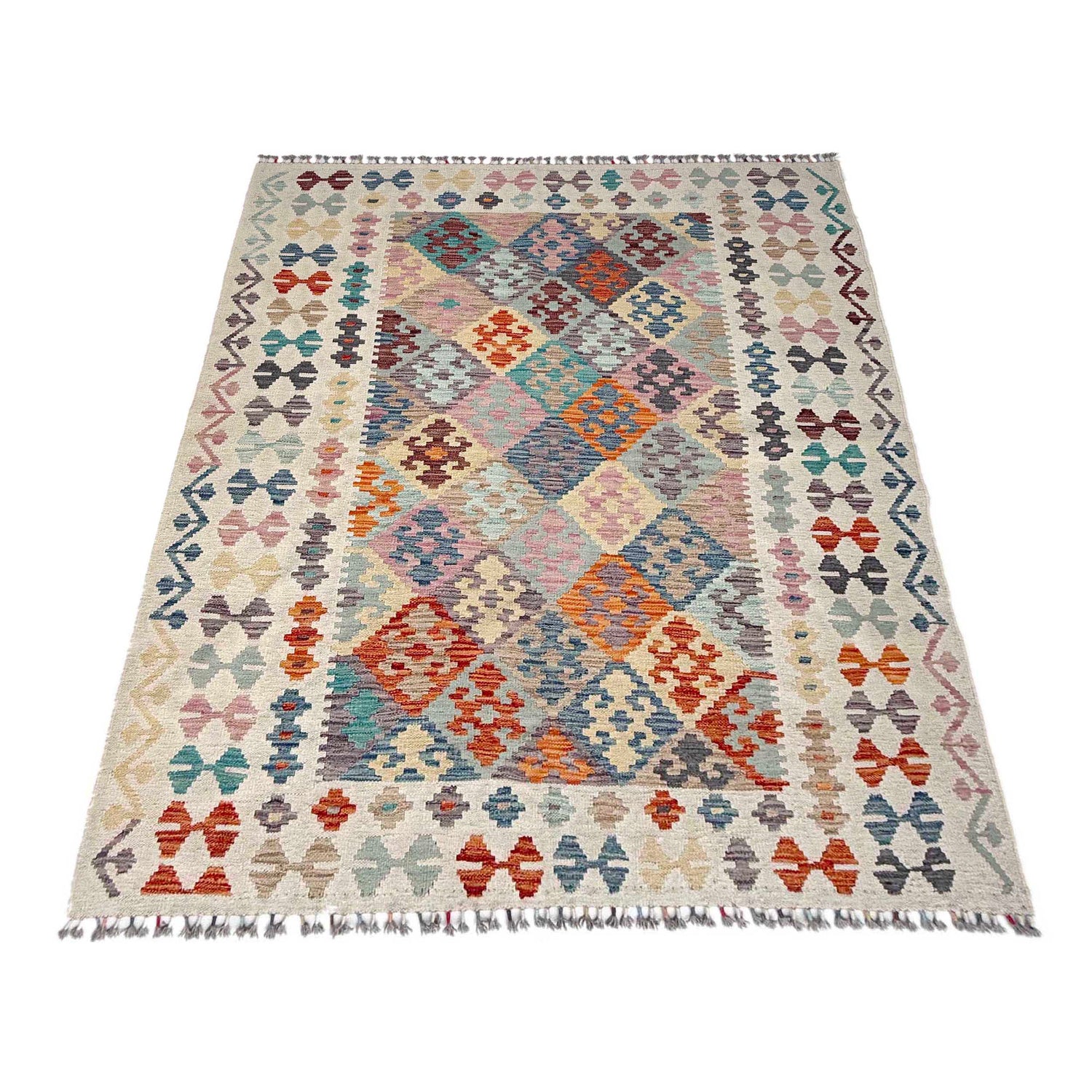 Handmade Multi Kilim Geometric 4x7 ft
