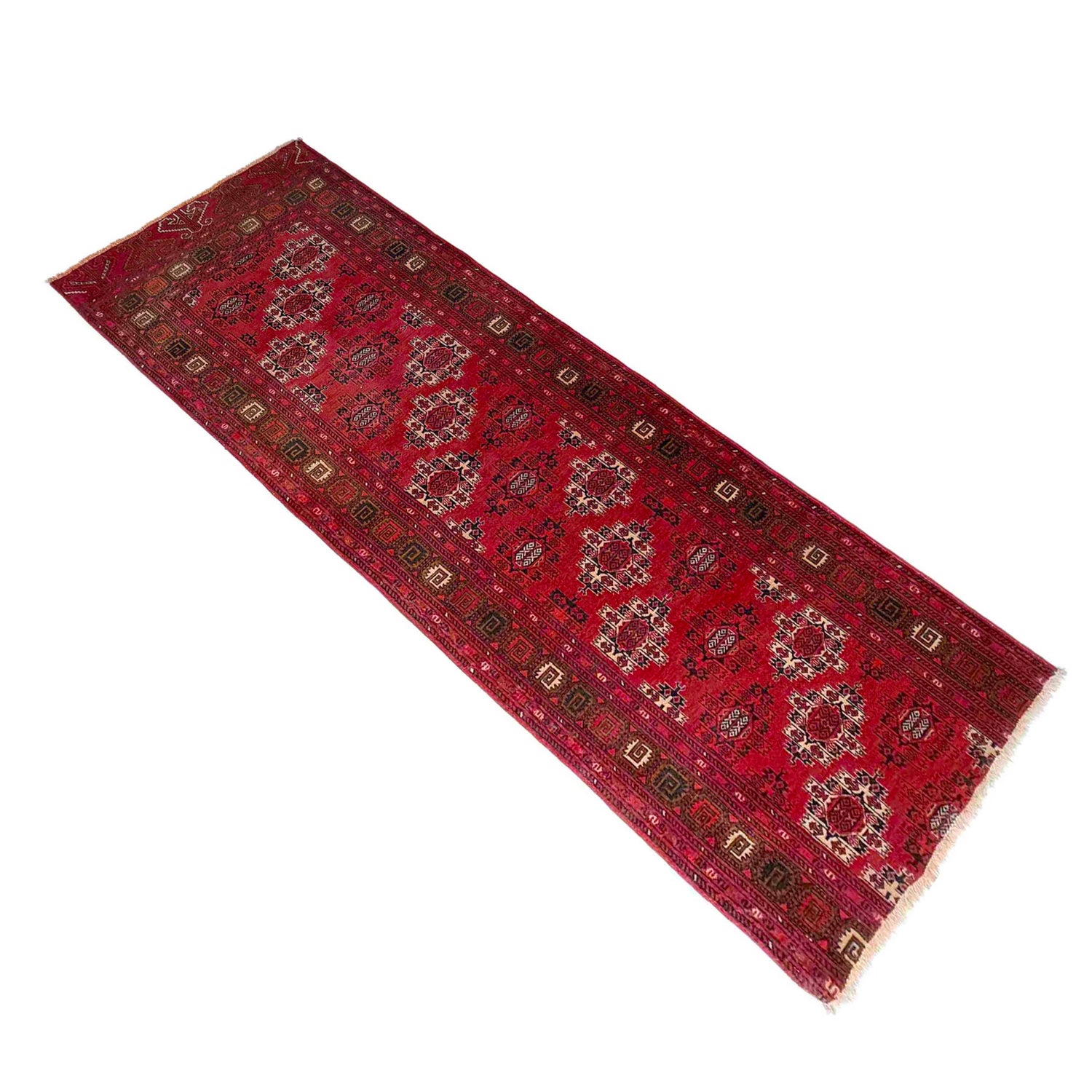 Khoja Roshnai Runner Rug Handmade Red Floral 8' Runner