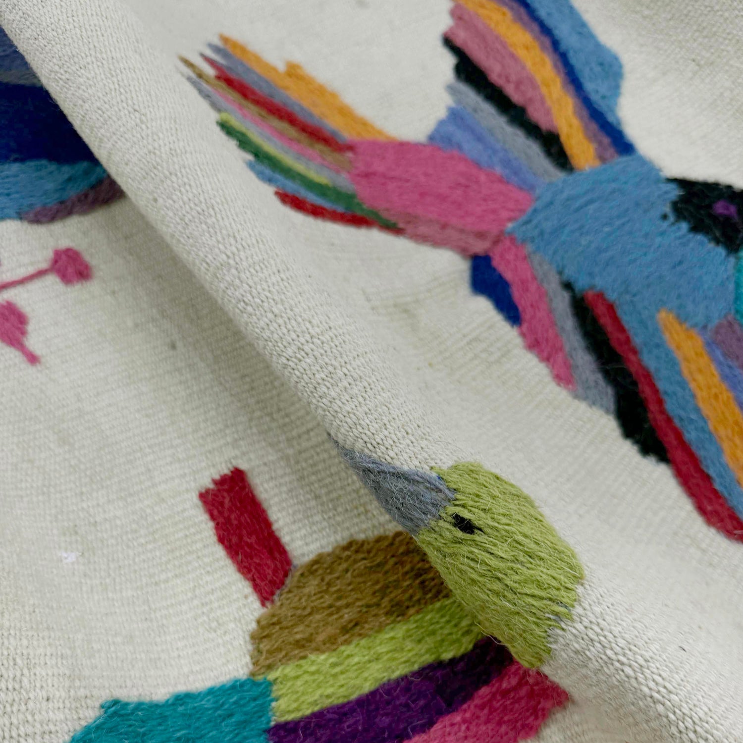 Embroidery Kilim Area Rug Handmade Beige Animal 4x6 ft