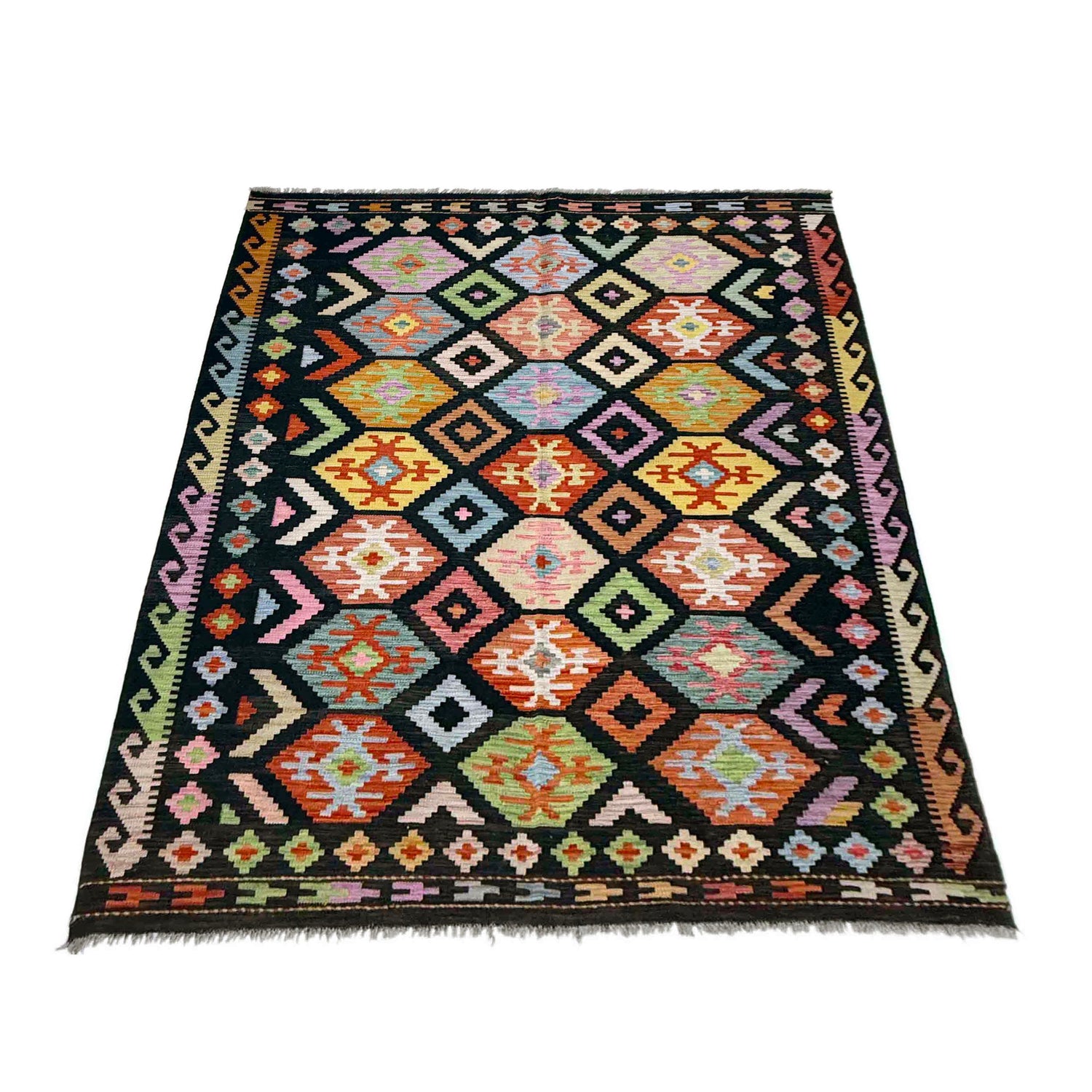 Handmade Multi Kilim Geometric 5x8 ft