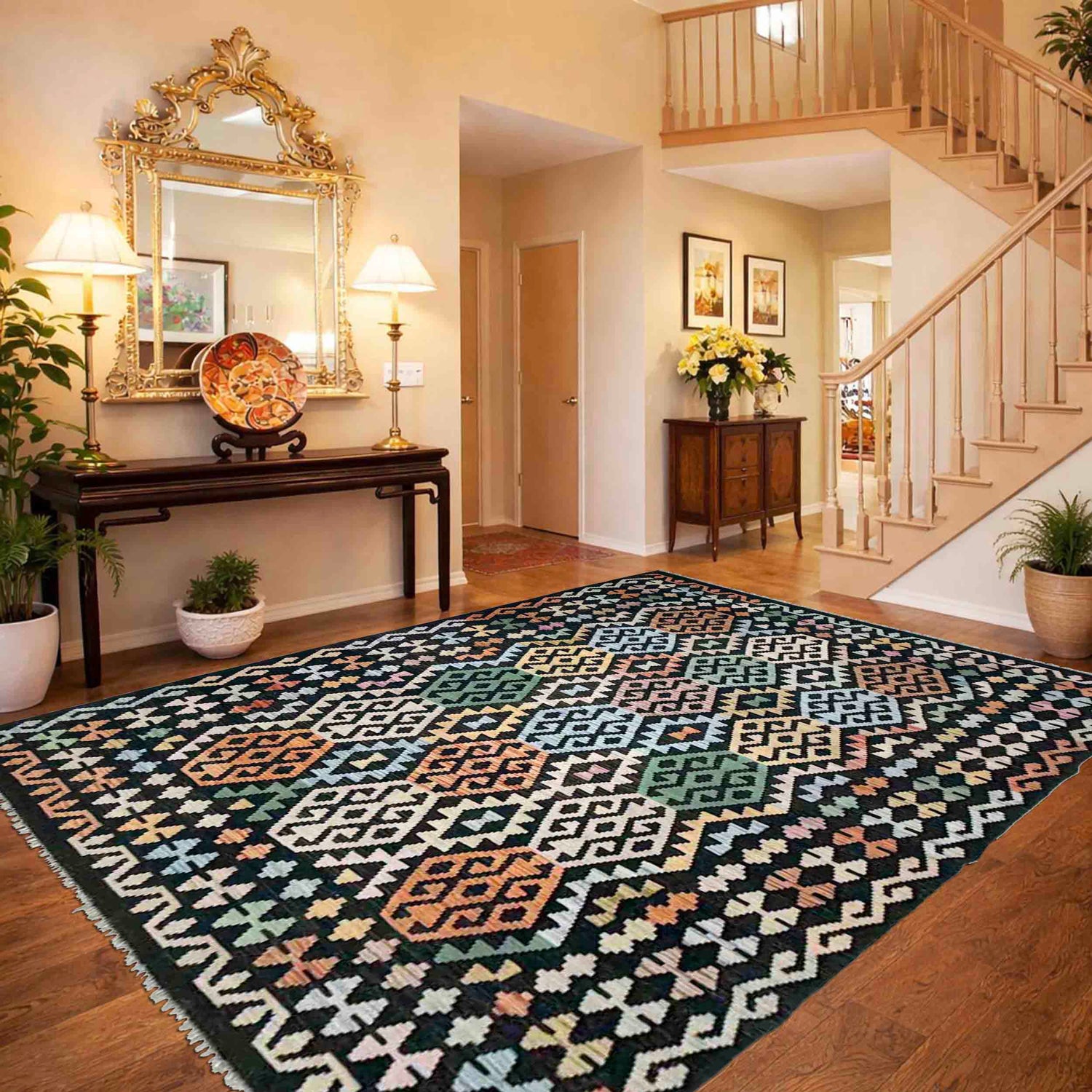 Handmade Multi Kilim Geometric 5x8 ft