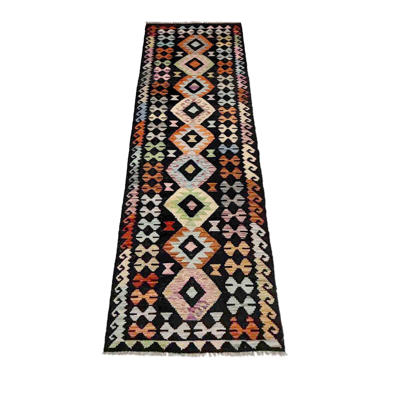Handmade Multi Kilim Geometric 10' Runner