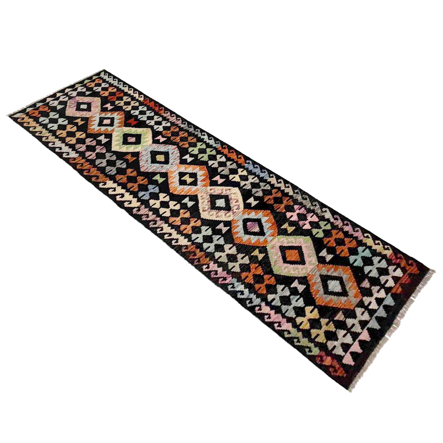 Handmade Multi Kilim Geometric 10' Runner