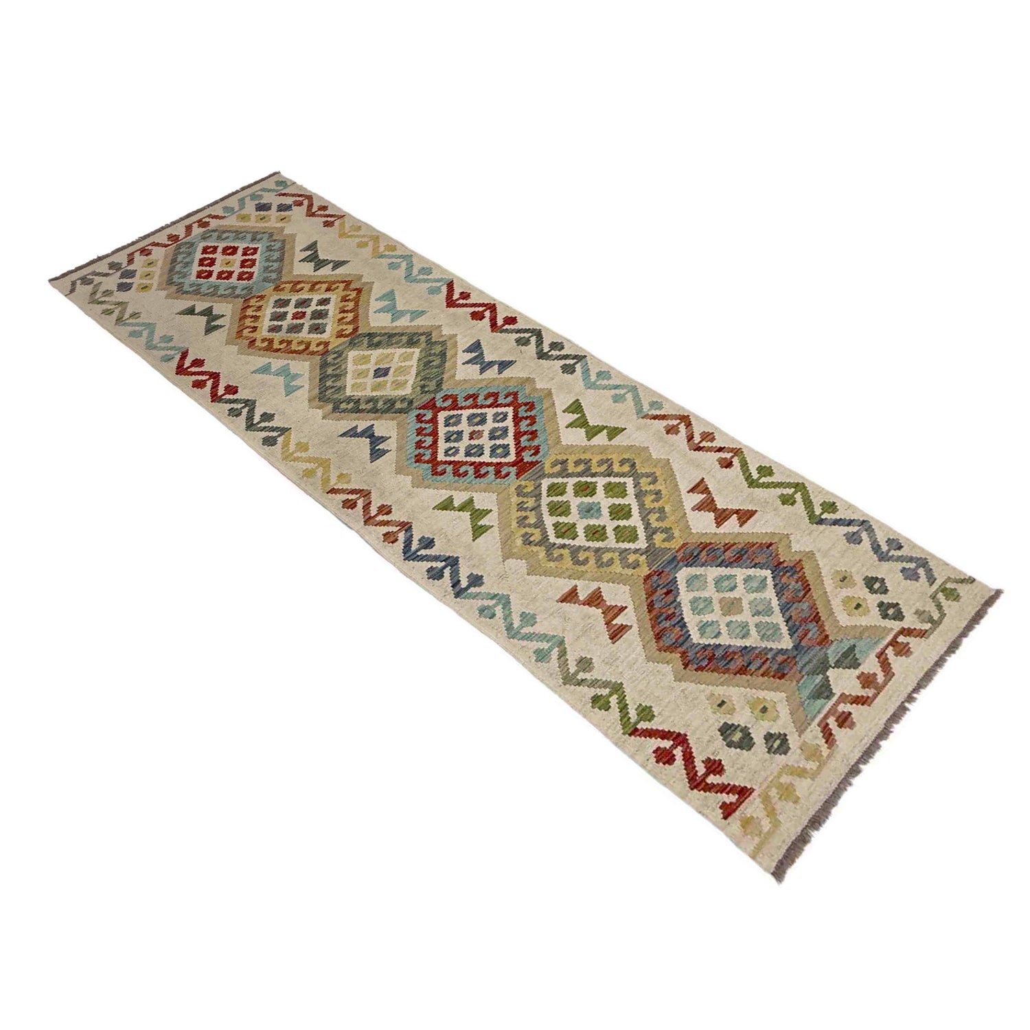 Handmade Multi Kilim Geometric 10' Runner