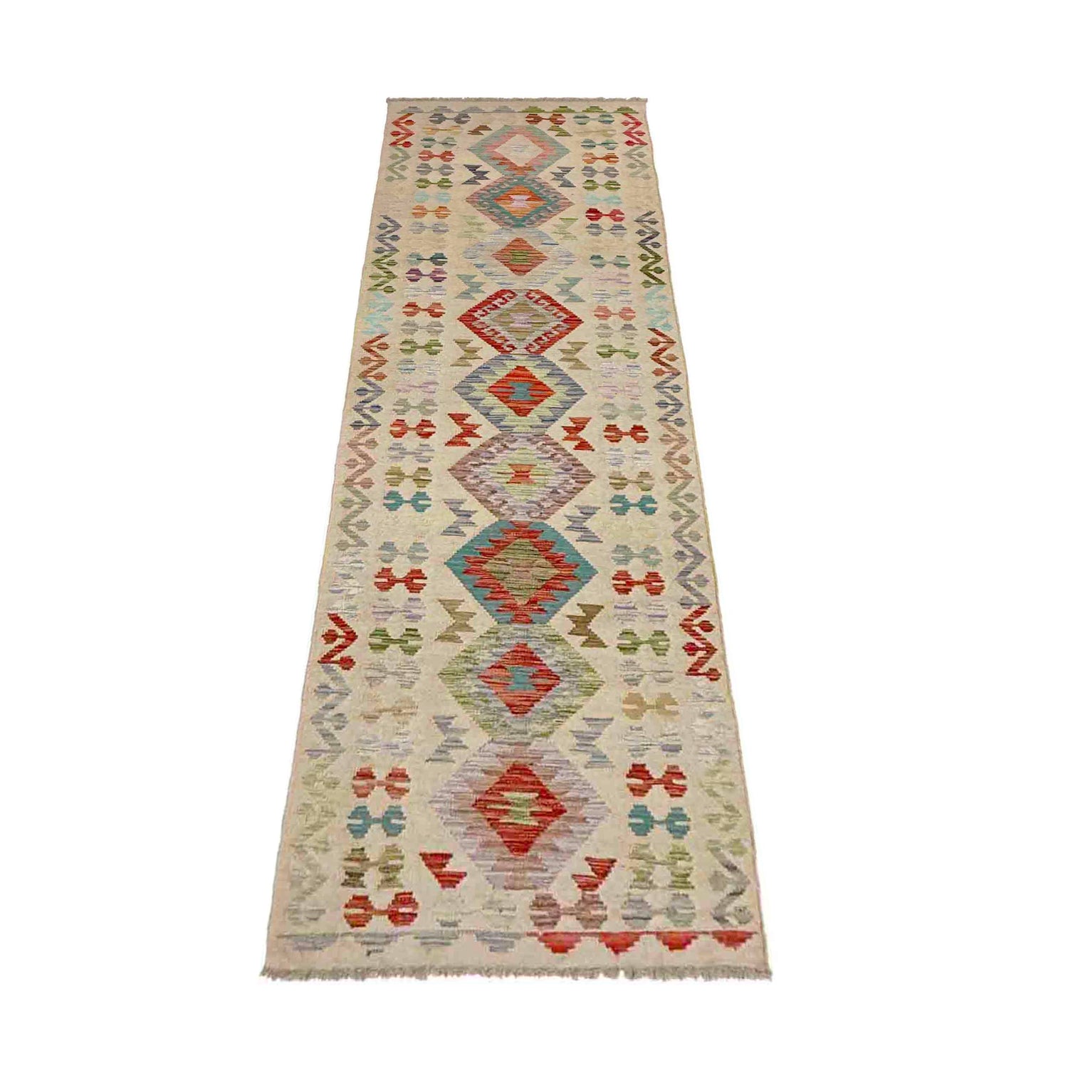 Handmade Multi Kilim Geometric 10' Runner