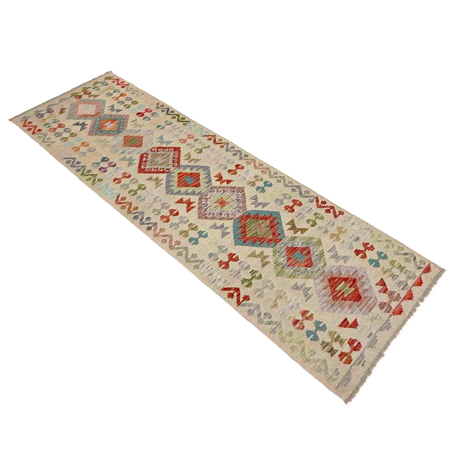 Handmade Multi Kilim Geometric 10' Runner