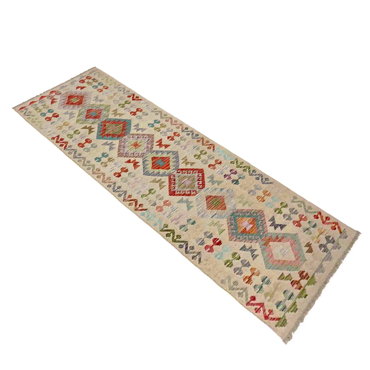 Handmade Multi Kilim Geometric 10' Runner