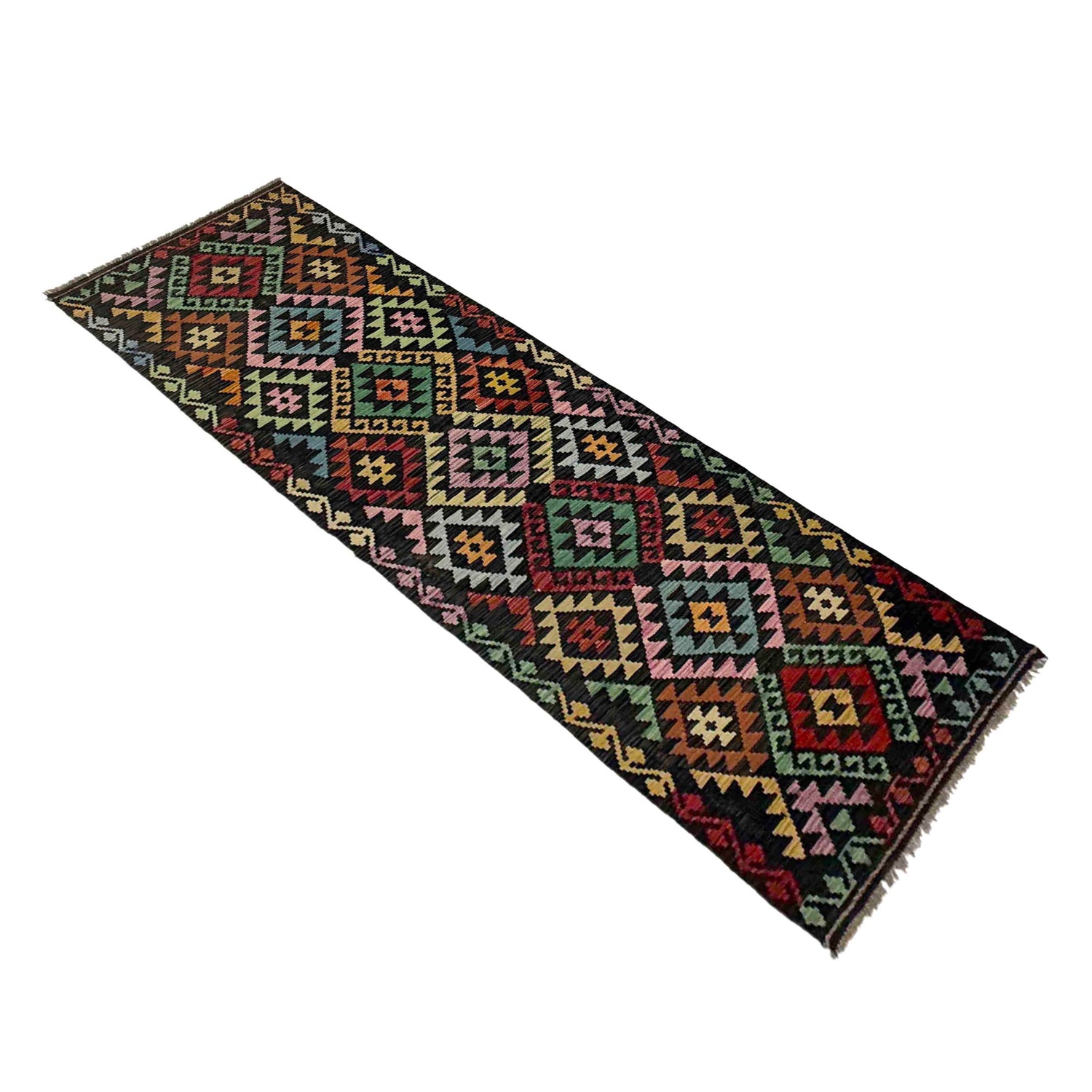 Handmade Multi Kilim Geometric 10' Runner