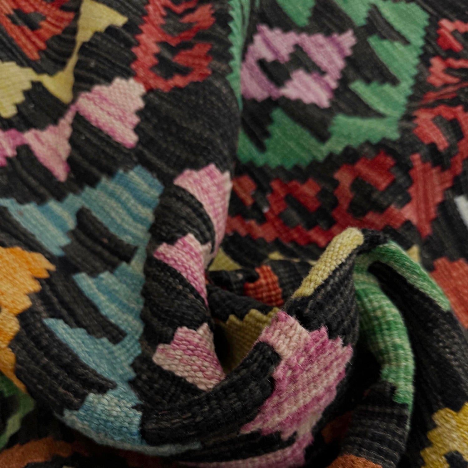 Handmade Multi Kilim Geometric 10' Runner