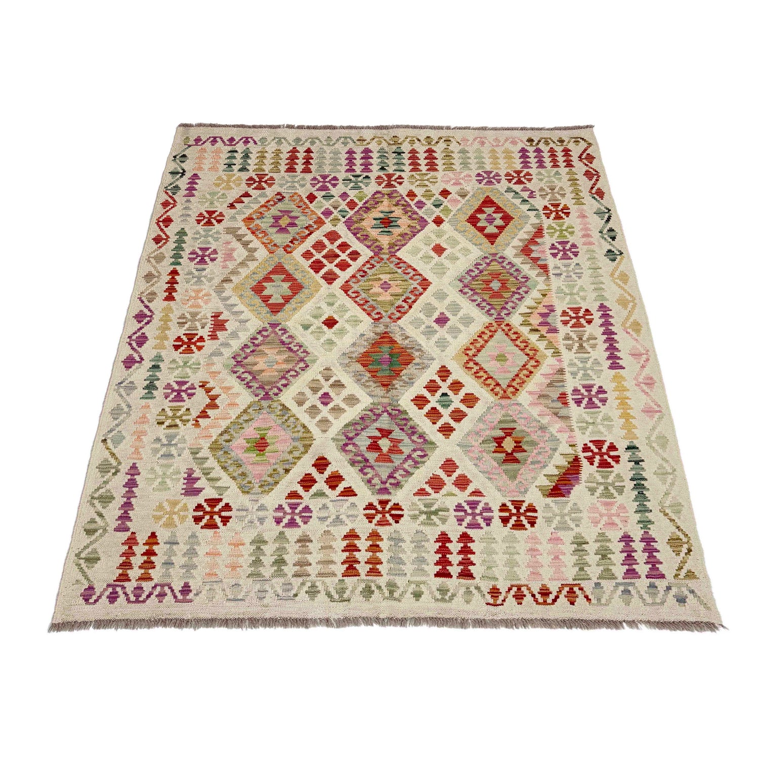 Handmade Multi Kilim Geometric 4x7 ft