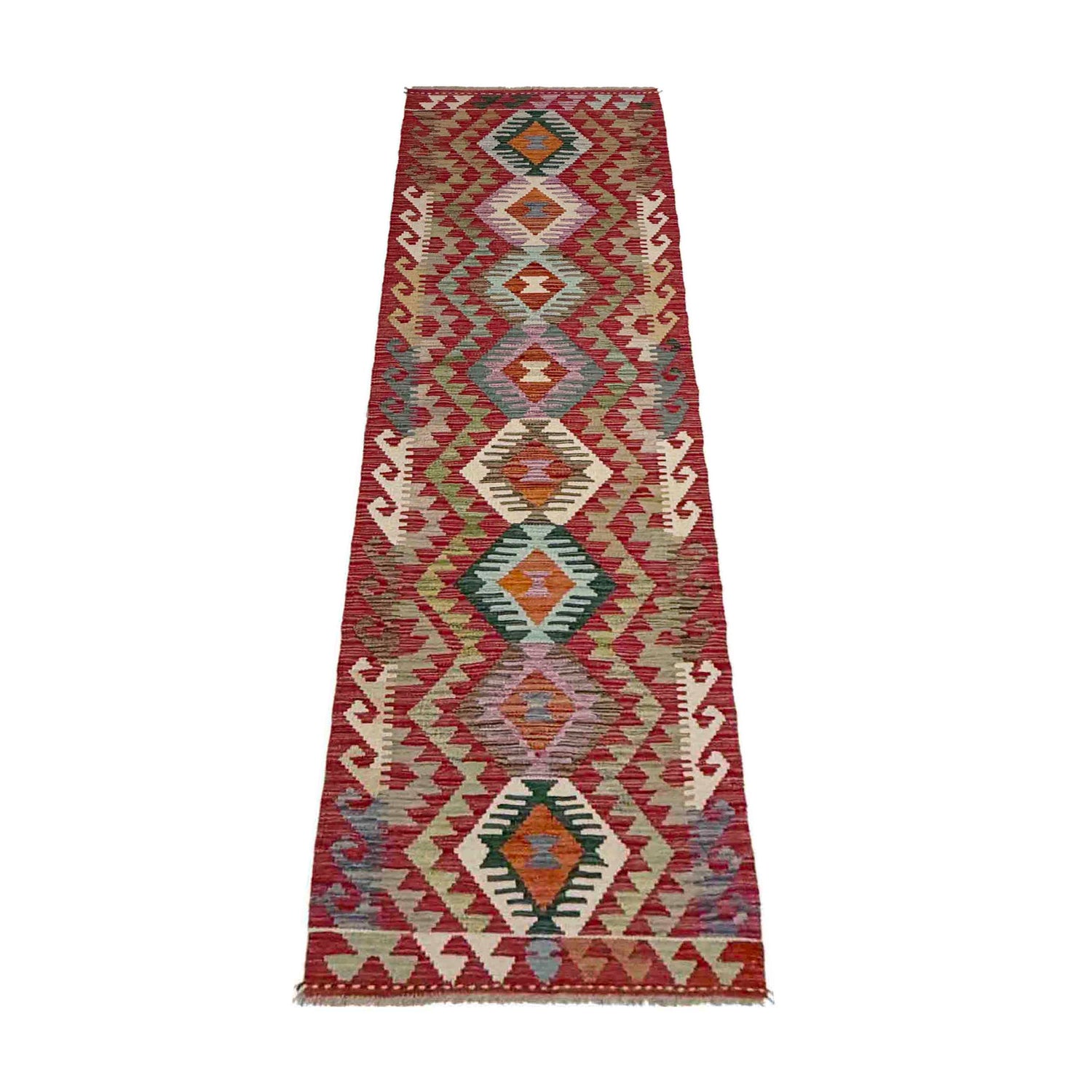 Handmade Multi Kilim Geometric 10' Runner